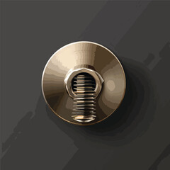 Realistic metal screw head top view vector illustration