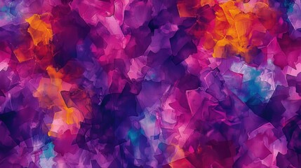 Saturated Brightly Colorful Geometric Pattern on a Purple Background. Watercolor Creative Fantasy Modern Dirty Art Design. Violet Artistic Abstract Tie Dye Background with Crumpled Effect.