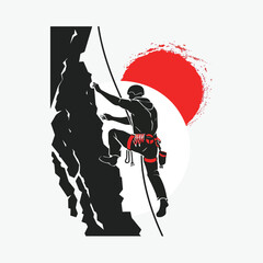 Rock climbing icon vector illustration logo template