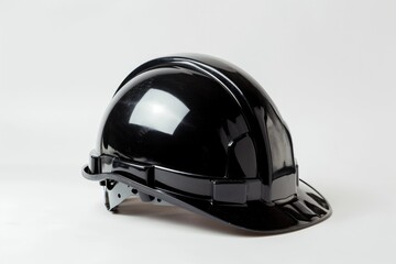 Black Hard Hat for Construction Industry on White Background