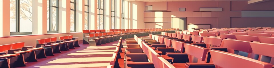 Back to School: Illustrated Empty Classroom Perspective for College Education Concept