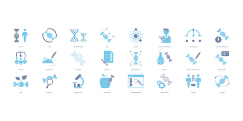 Genetics icons set. Set of editable stroke icons.Vector set of Genetics