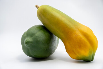 Ripe papaya on a white background