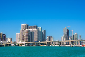 Fototapeta premium Architecture of the city of Miami view from the south channel