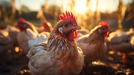 Fototapeta premium High-Quality Poultry Farm. Producing Premium Chicken and Eggs.