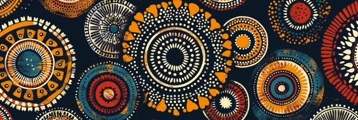 Tuinposter Boho Art Pattern Seamless Design Background - Fabric Carpet Ethnic Mandala Wrapping Geometric Style created with Generative AI Technology