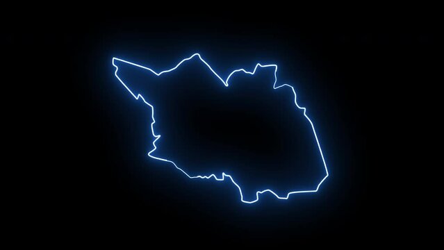 map of ain beida in algeria with glowing neon effect