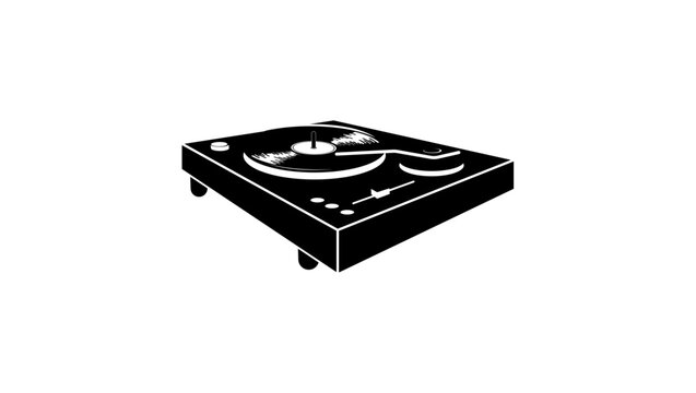 disk jockey turntable , black isolated silhouette