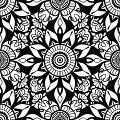 Vector Mandala pattern black white