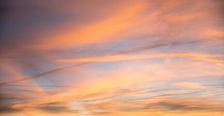 colorful sunset sky, yellow orange and pink colors