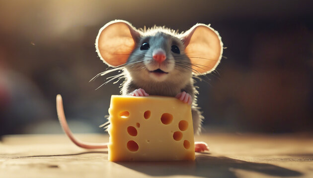 Culinary Delight: A Tempting Slice of Pule Cheese Paired with a Whimsical Mouse
