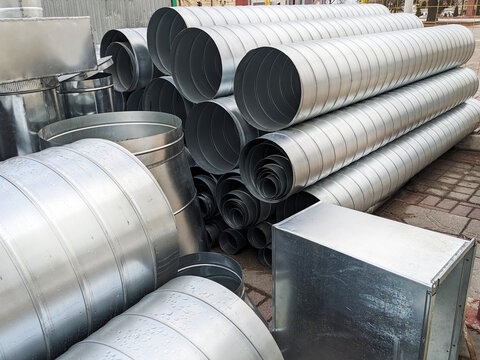 Stack of Aluminum Ribbed Ventilation Tubes