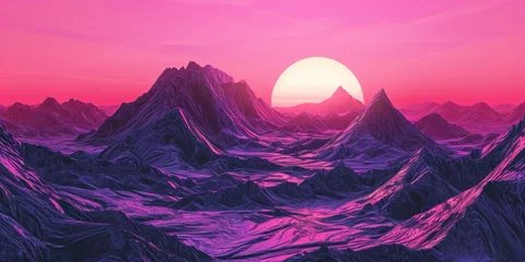 Cercles muraux Rose  Majestic mountain: a dreamy sunset