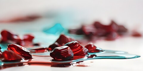 An abstract blur of garnet and turquoise colors with a grainy texture on a white background - obrazy, fototapety, plakaty
