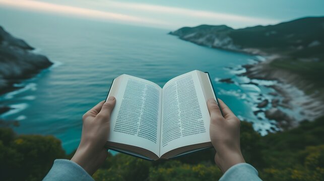 person holding an open book mockup