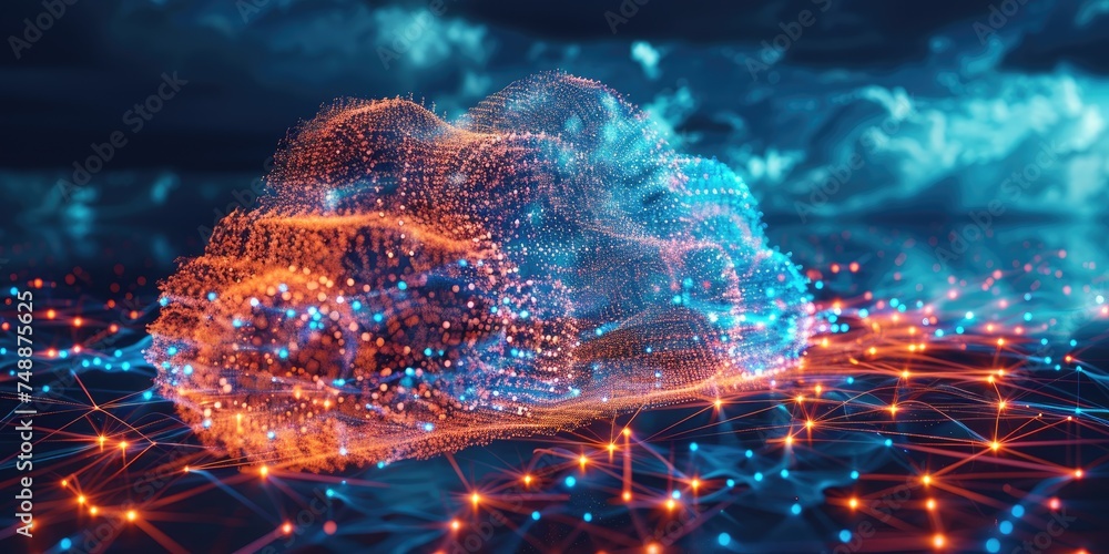 Poster a connected cloud embodying data transfer. generative ai