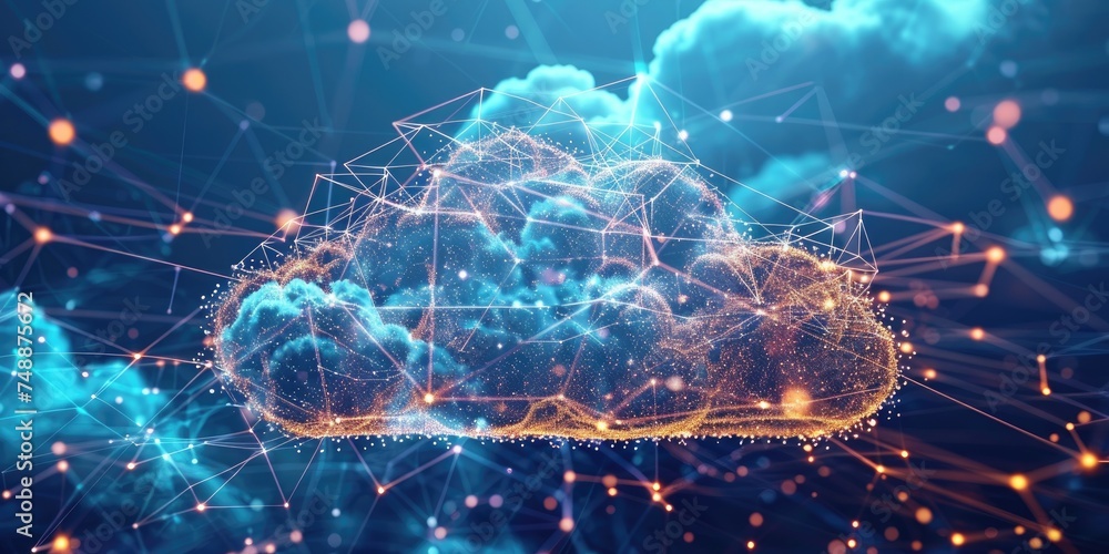 Poster a connected cloud embodying data transfer. generative ai