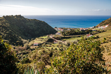 Obraz premium Landscapes at Azores islands, hiking at Santa Maria, Portugal, travel in Europe.