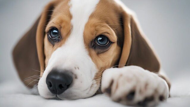 beagle dog portrait Beagle puppy over white background 