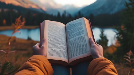 person holding an open book mockup - obrazy, fototapety, plakaty