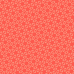 Vector floral minimalist seamless pattern. Cute orange abstract geometric background with simple outline flower silhouettes, petals, leaves. Minimal ornament texture. Funky summer repeated geo design