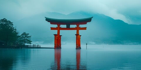Japan at the floating gate of Itsukushima Shrine.