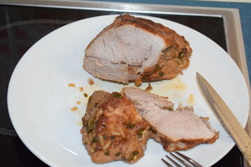 pork roast cut open