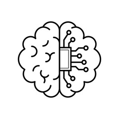 Outline icon of Artificial Intelligence. Smart Technology. Vector Icon, AI Concept. Brain Circuitry. Outline Icon Design for Innovation.