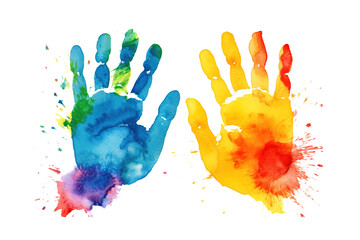 Colorful hand print isolated on transparent background Remove png, Clipping Path, pen tool
