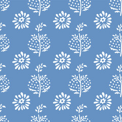 Block print gold white paste booti indian traditional seamless repeat pattern