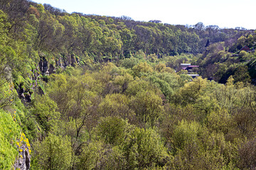 View over Smotrych river canyon in Kamianets-Podilskyi, Ukraine.