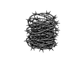 Industrial Defense: Barbed Wire Vector Graphic - High-Quality File