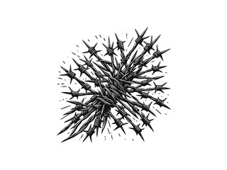 Industrial Defense: Barbed Wire Vector Graphic - High-Quality File