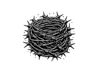 Industrial Defense: Barbed Wire Vector Graphic - High-Quality File