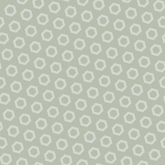 Simple abstract geometric seamless pattern with outline hexagons in diagonal grid. Stylish minimal honeycomb texture. Sage green color. Subtle vector geo background. Repeated design for print, package