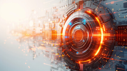 Obraz premium circle Abstract futuristic electronic circuit technology on white background ,generative ai