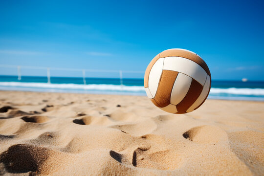 volleyball on the beach, poly sport, beach background