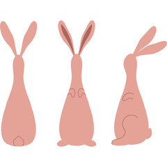 Three rabbit illustration, bunny rabbits, Easter, long ears, hand drawn statues of animals, tall rabbits