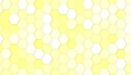 Yellow honeycomb on a white background. Isometric geometry. 3D illustration