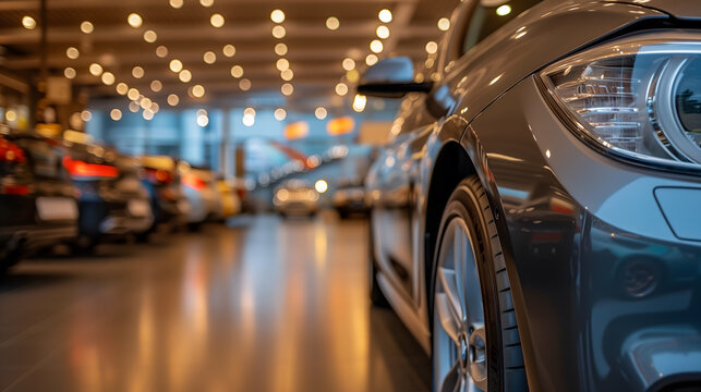 Une voiture dans une concession automobile.