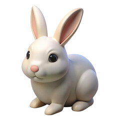 Fototapeta premium 3D Cartoon white rabbit. isolated on transparent background.