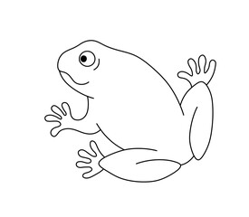 Vector isolated one single frog toad side view back view  colorless black and white contour line easy drawing
