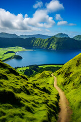 Naklejka na ściany i meble Breathtaking Scenic Beauty of the Azores Islands Showcasing Nature's Splendor and Tranquility
