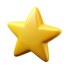 Yellow shiny star. 3d icon. isolated on a transparent background.
