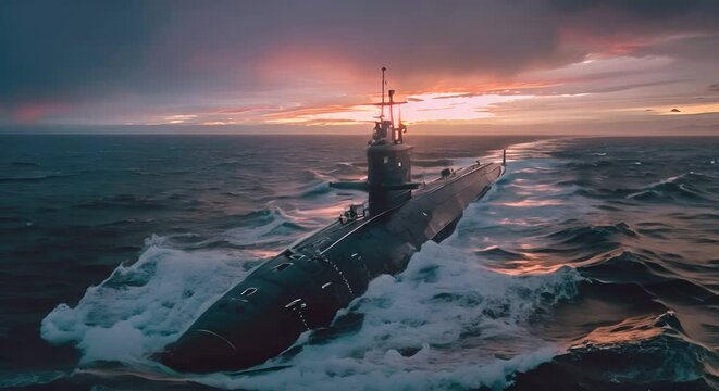 Nuclear submarine surfacing, strategic deterrence patrol