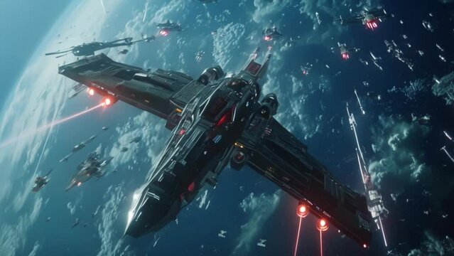 Stellar Skirmish: X-Wing Squadron in Azure Expanse. Generative ai