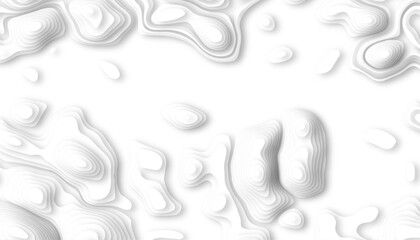 Topographic map in papercut style. Top view river mountains in paper cut style. Wavy layered shapes cut out from cardboard. Abstract Vector illustration 