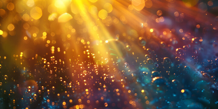 Colorful blur background abstract bokeh light background with lens flare effect - vintage filter.