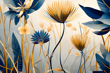 Botanical banner for decoration, print, wallpaper, textile, interior design.