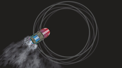 top view of car vehicle drift sport racing in curve black road © moxumbic